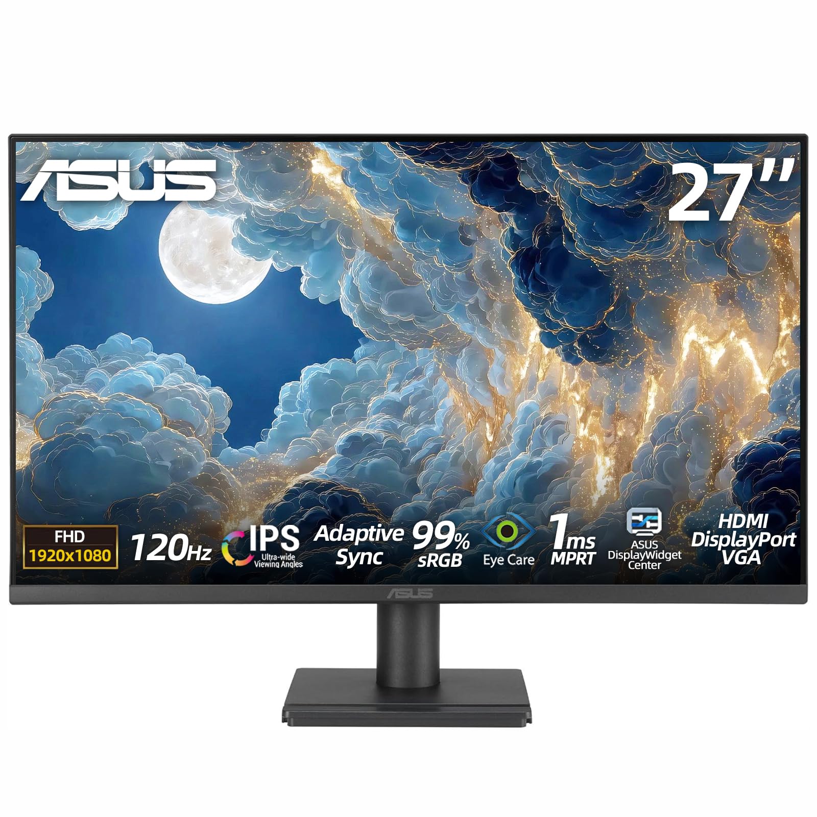 ASUS TUF 24" Gaming Monitor, FHD 1080p, Fast IPS, 240Hz, 0.3ms, AMD FreeSync Premium, G-SYNC Compatible, 99% sRGB, ELMB Sync, Eye Care, DisplayPort, HDMI, VESA Mount, Tilt Adjustment, Black