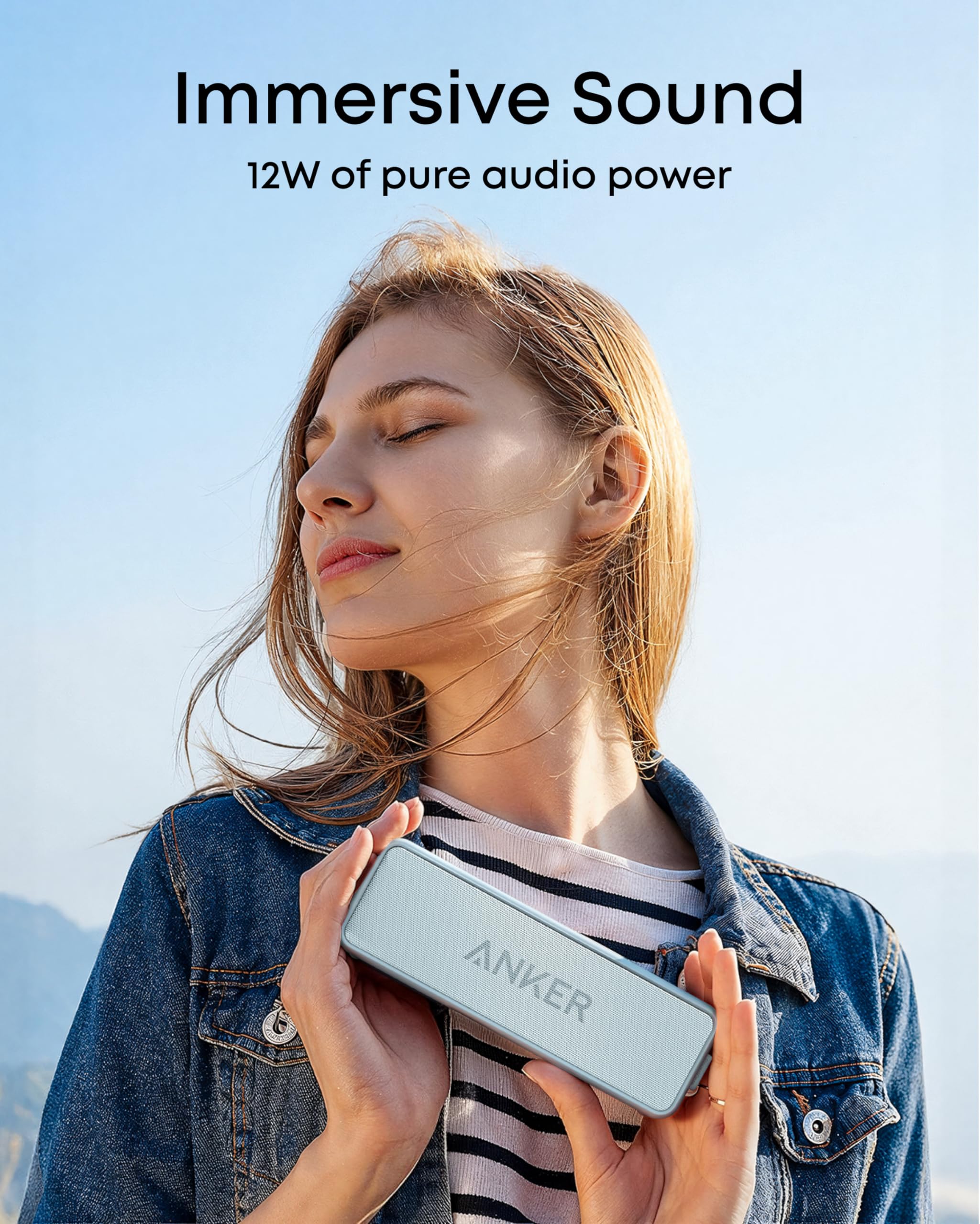 Anker soundcore 2 Portable Bluetooth Speaker, Stereo Sound, IPX7 | BassUp, 24H Playtime, Bluetooth 5, Wireless Speaker for Home, Outdoors, Travel