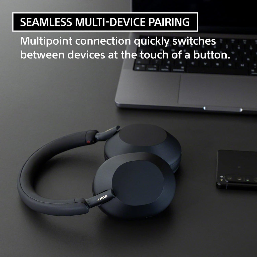Sony WH-1000XM5 Premium Noise Cancelling Wireless Headphones, Black | Auto NC Optimizer, Up to 30 Hrs of Battery, Carrying Case, Crystal Clear Calls, Touch Control, Multipoint Connection