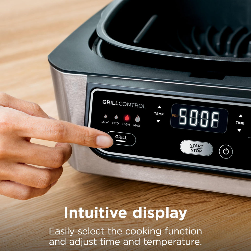 Ninja® Foodi® Smart XL 6-in-1 Indoor Grill & Air Fryer, Black/Silver, FG551 | Smart Cook System with built-in thermometer, XL capacity, perfect doneness, rare to well done. 6-in-1: Grill, Air Fry & more.