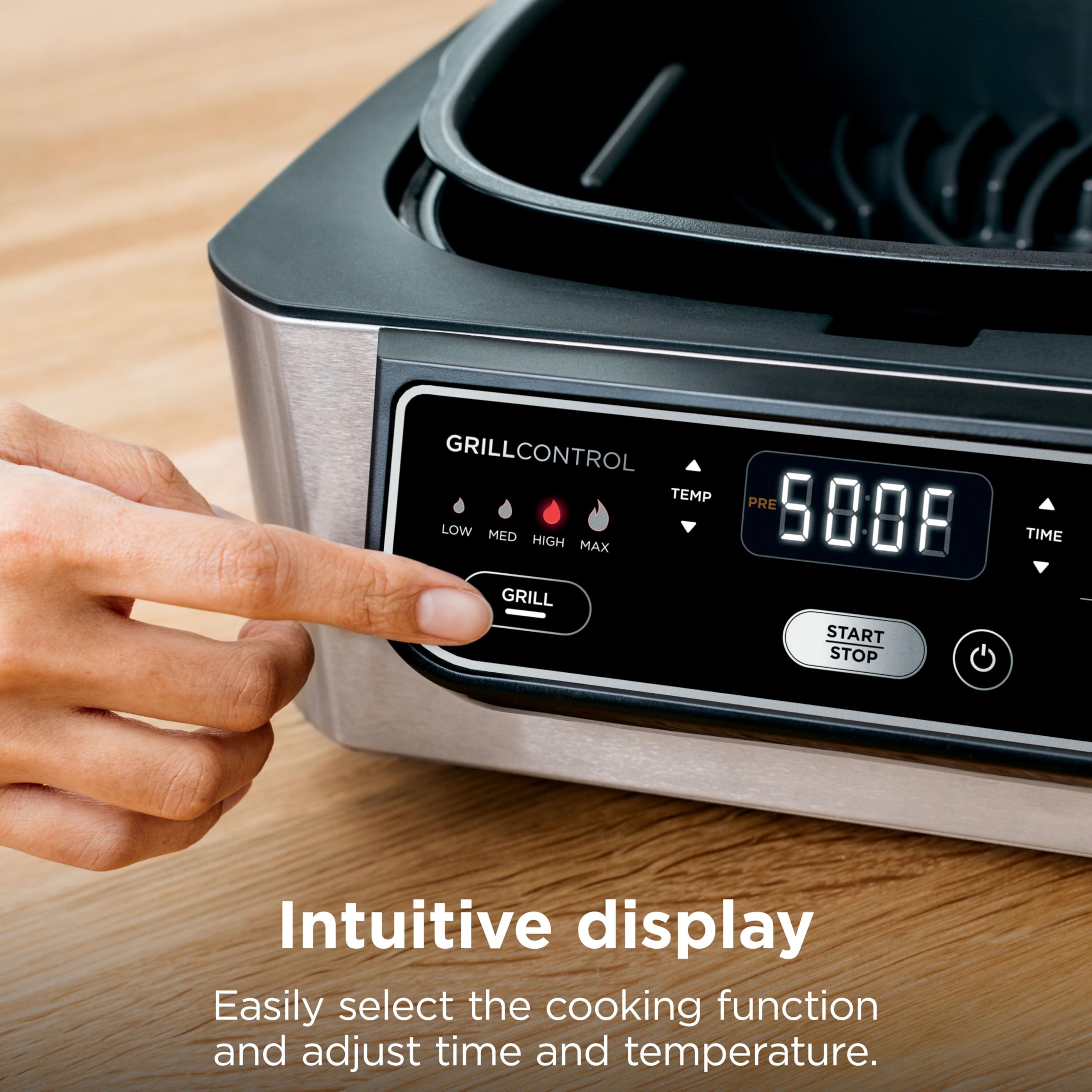 Ninja® Foodi® Smart XL 6-in-1 Indoor Grill & Air Fryer, Black/Silver, FG551 | Smart Cook System with built-in thermometer, XL capacity, perfect doneness, rare to well done. 6-in-1: Grill, Air Fry & more.
