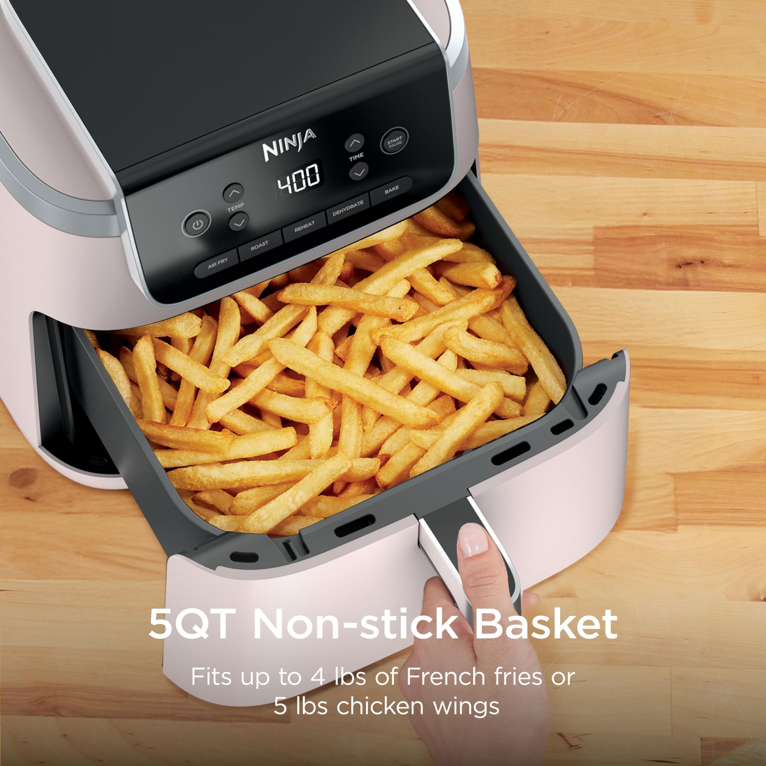 Ninja Air Fryer Pro, 5 Qt, 5-in-1, Grey, AF142 | Air fry, bake, roast, reheat, dehydrate, 1750W, 400F max, Fits 4 lbs fries, Dishwasher-safe