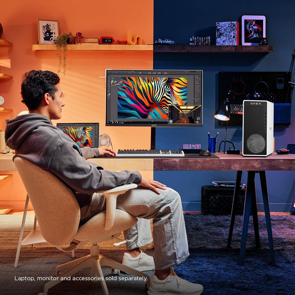HP OMEN 16L TG03 Gaming Desktop PC | Intel Ultra 7 265F Processor | NVIDIA GeForce RTX 5060 Ti | 16GB GDDR7 RAM | 1TB NVMe SSD | VR-Ready Performance Tower | Panda Metal Finish