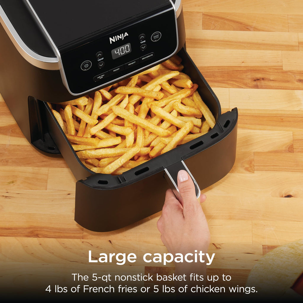 Ninja Air Fryer Pro, 5 Qt, 5-in-1, Grey, AF142 | Air fry, bake, roast, reheat, dehydrate, 1750W, 400F max, Fits 4 lbs fries, Dishwasher-safe
