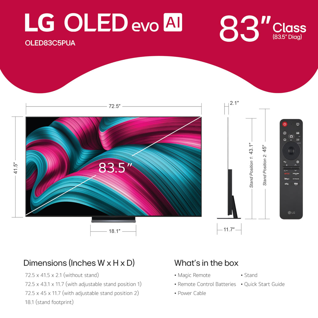 LG 65-Inch Class OLED evo AI 4K C5 Series Smart TV w/Dolby Atmos, Dolby Vision, HDR10, AI Super Upscaling 4K, Filmmaker Mode, Wow Orchestra, Alexa Built-in (OLED65C5PUA, 2025)