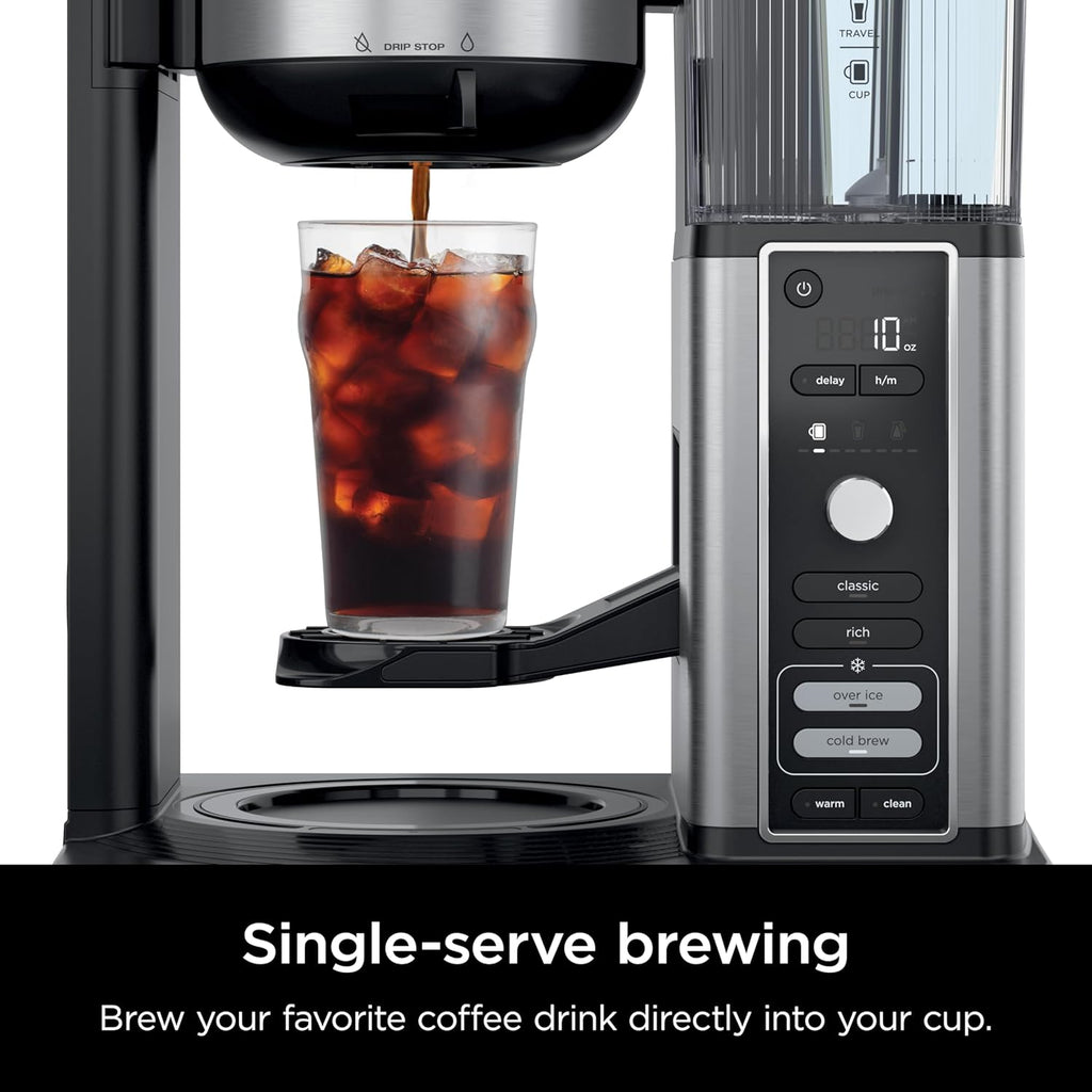 Ninja Hot & Iced XL Coffee Maker with Rapid Cold Brew, Black, CM371 | 4 Brew Styles, 8 Sizes Small Cup to Travel Mug, Single-Serve Coffee Brewer, 12-Cup Carafe, Removable Reservoir
