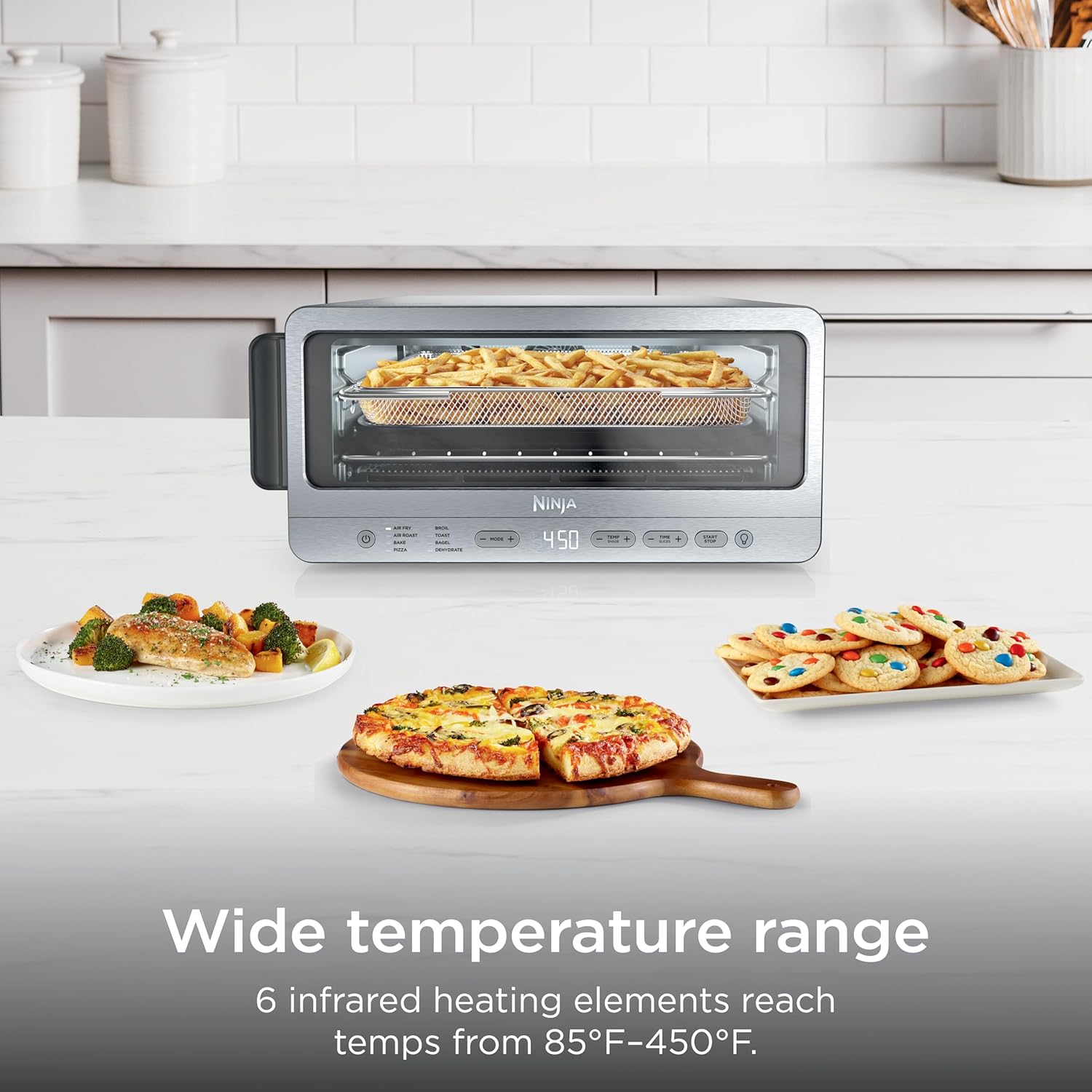 Ninja Flip Toaster Oven & Air Fryer, 8-in-1, Stainless Steel, SP151 | Air fry, bake, broil, toast, bagel, dehydrate, reheat, 1800W, Flip up & away, XL capacity