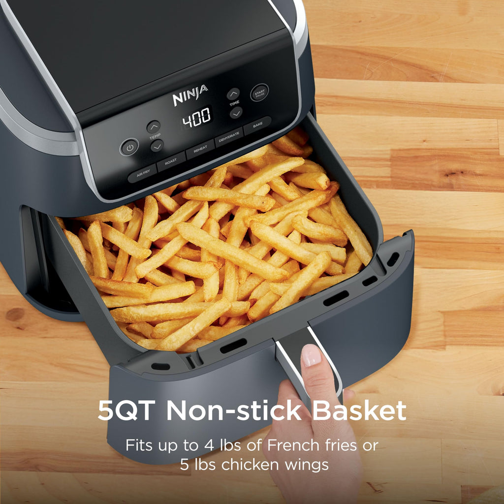 Ninja Air Fryer Pro, 5 Qt, 5-in-1, Grey, AF142 | Air fry, bake, roast, reheat, dehydrate, 1750W, 400F max, Fits 4 lbs fries, Dishwasher-safe