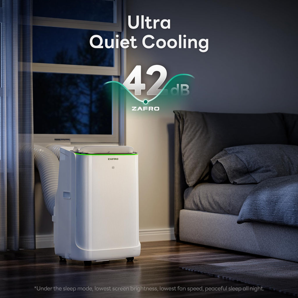 ZAFRO Smart Inverter Portable Air Conditioners, 16000 BTU (12000 BTU SACC) | Dual Hose Portable AC Unit with Energy Saving/Ultra Quiet(42dB)/Drainage-free Cooling/APP/Remote for Multi-Scenario Use