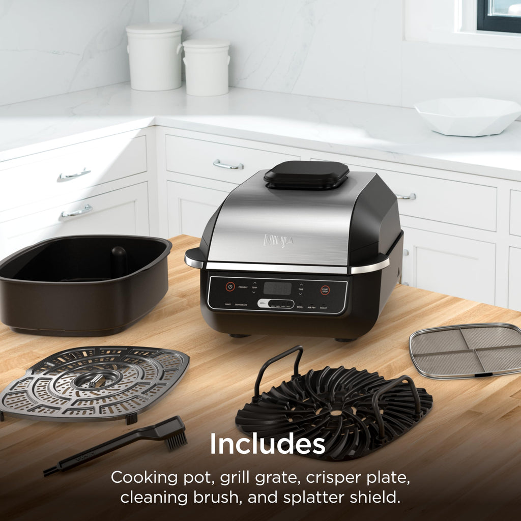 Ninja® Foodi® Smart XL 6-in-1 Indoor Grill & Air Fryer, Black/Silver, FG551 | Smart Cook System with built-in thermometer, XL capacity, perfect doneness, rare to well done. 6-in-1: Grill, Air Fry & more.
