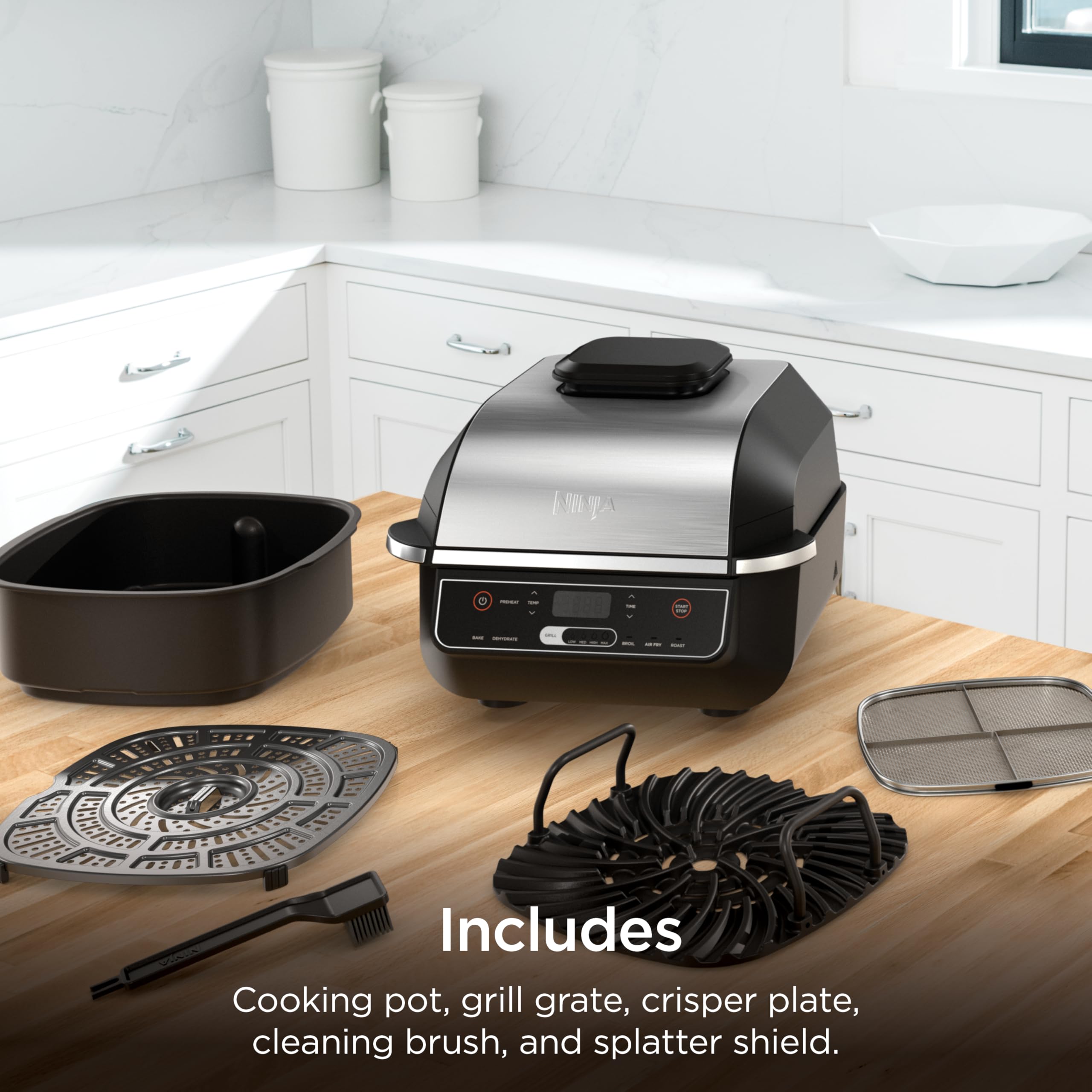 Ninja® Foodi® Smart XL 6-in-1 Indoor Grill & Air Fryer, Black/Silver, FG551 | Smart Cook System with built-in thermometer, XL capacity, perfect doneness, rare to well done. 6-in-1: Grill, Air Fry & more.
