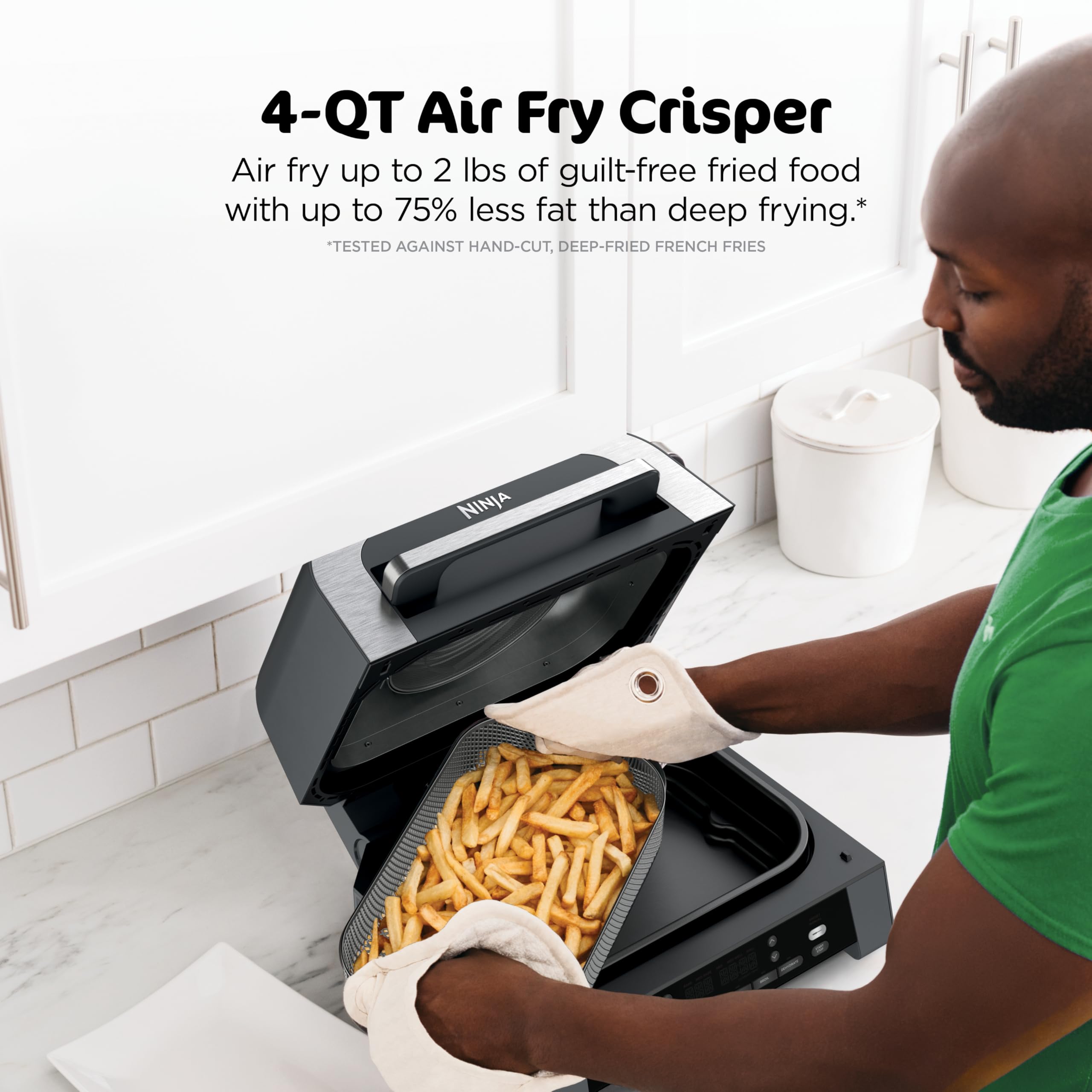 Ninja® Foodi® Smart XL 6-in-1 Indoor Grill & Air Fryer, Black/Silver, FG551 | Smart Cook System with built-in thermometer, XL capacity, perfect doneness, rare to well done. 6-in-1: Grill, Air Fry & more.