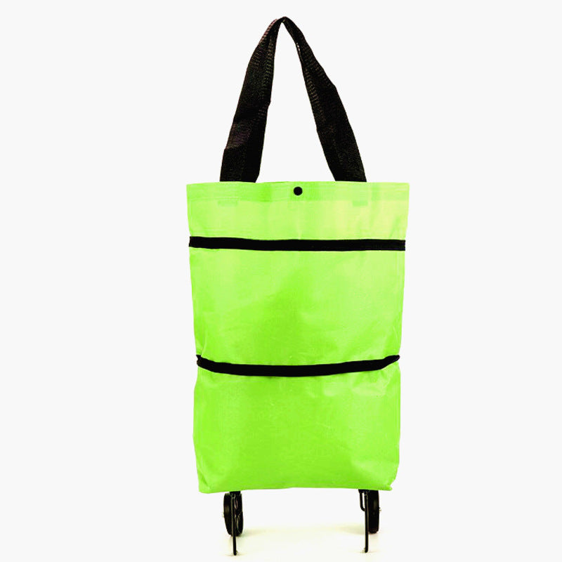 Portable Foldable Shopping Cart with Wheels - Lightweight Backpack Style Travel Trolley for Groceries & Storage