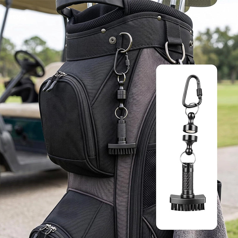 Magnetic Golf Brush with Groove Cleaner & Quick-Release Clip