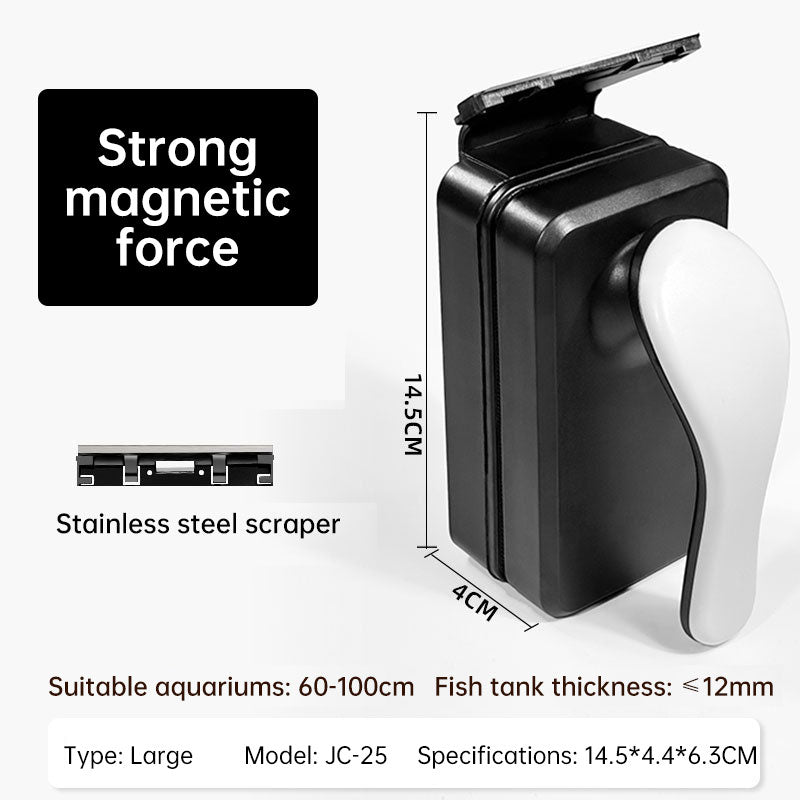 Strong Magnetic Aquarium Cleaner, Floating Algae Scraper Brush with Non-Slip Handle for Small, Medium & Large Fish Tanks