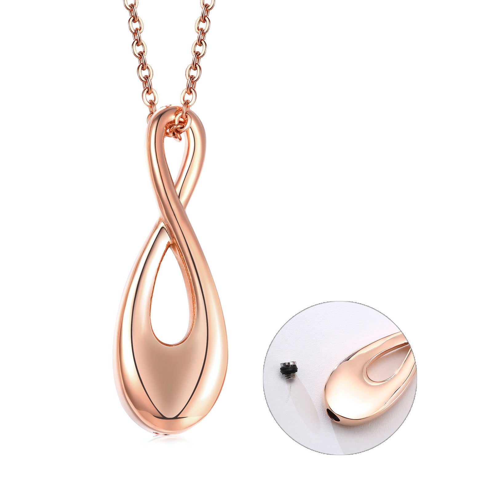 Titanium Steel Infinity Urn Openable Stainless Steel Pendant Gold Necklace For Women