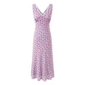 Vintage V-Neck Slim-Fitting Sleeveless Floral Dress