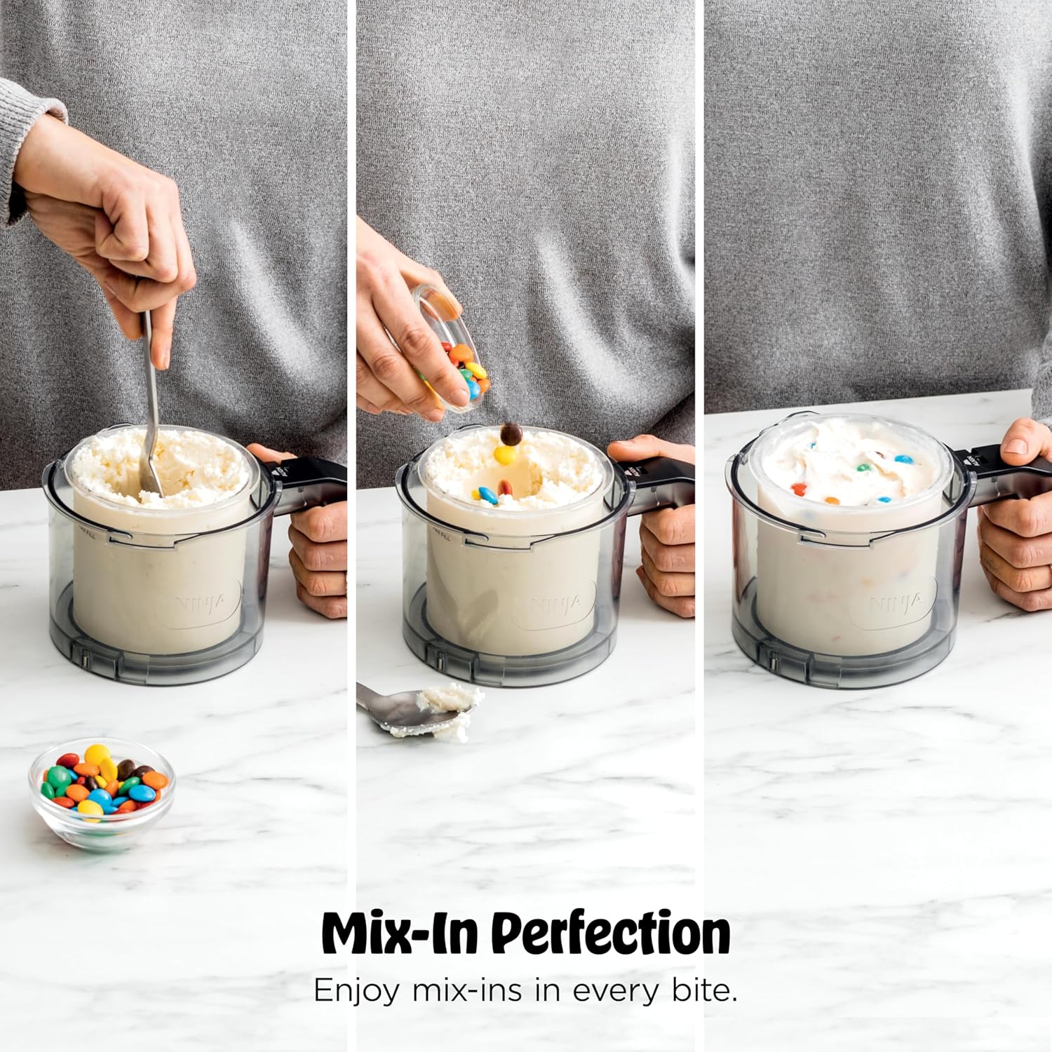 Ninja® CREAMi® 7-in-1 Ice Cream Maker, Ice Cream, Gelato & more, NC299AMZ | Ninja CREAMi transforms frozen bases into ice cream, sorbet and milkshakes at a button touch, from healthy to indulgent.