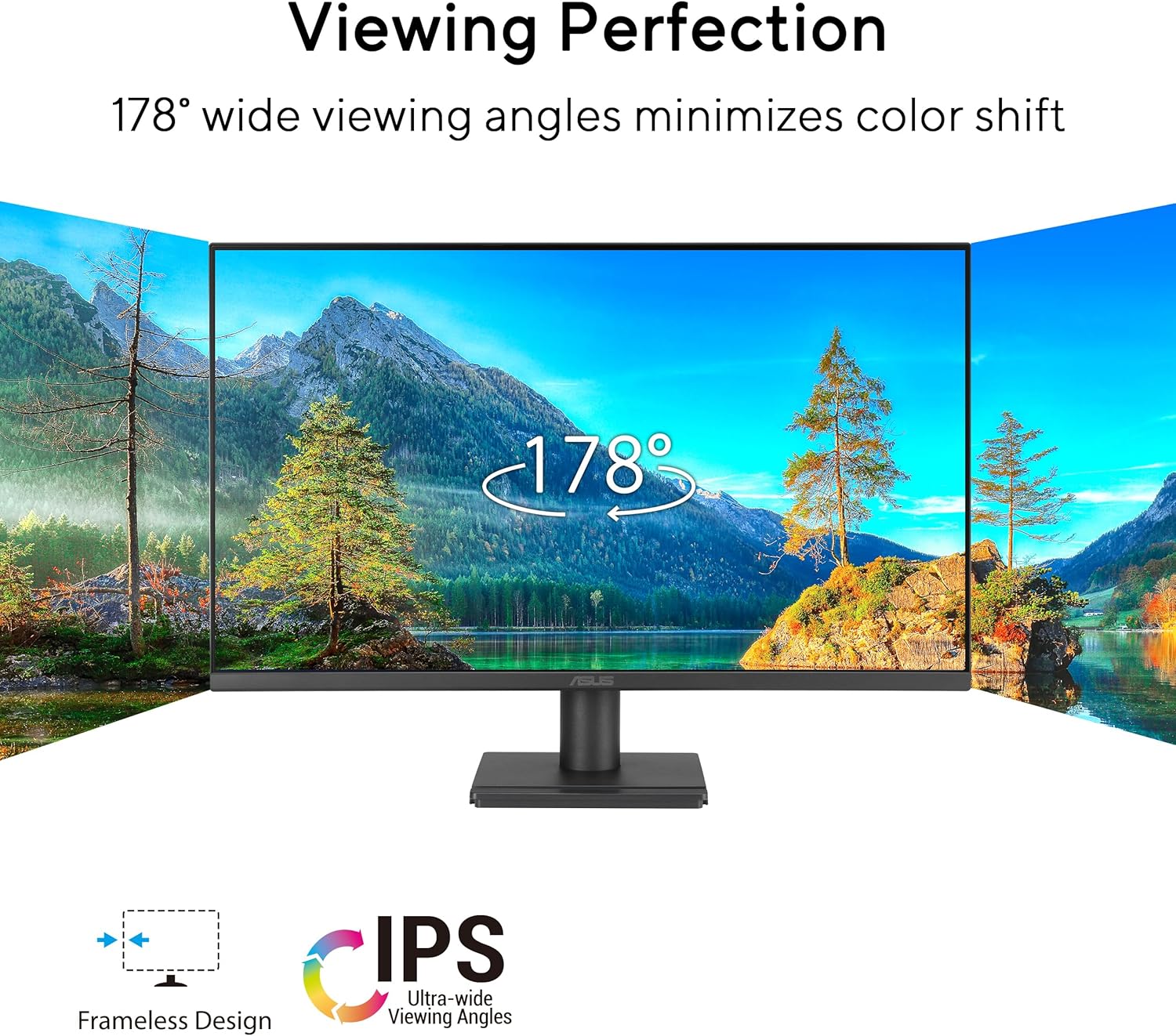 ASUS 27" Computer Monitor (VA279QG) - Full HD, IPS, 120Hz, 1ms MPRT, Adaptive-Sync, Eye Care, Low Blue Light, Flicker Free, HDMI, DisplayPort, VGA, Speakers, VESA Mountable, 99% sRGB, 3yr Warranty
