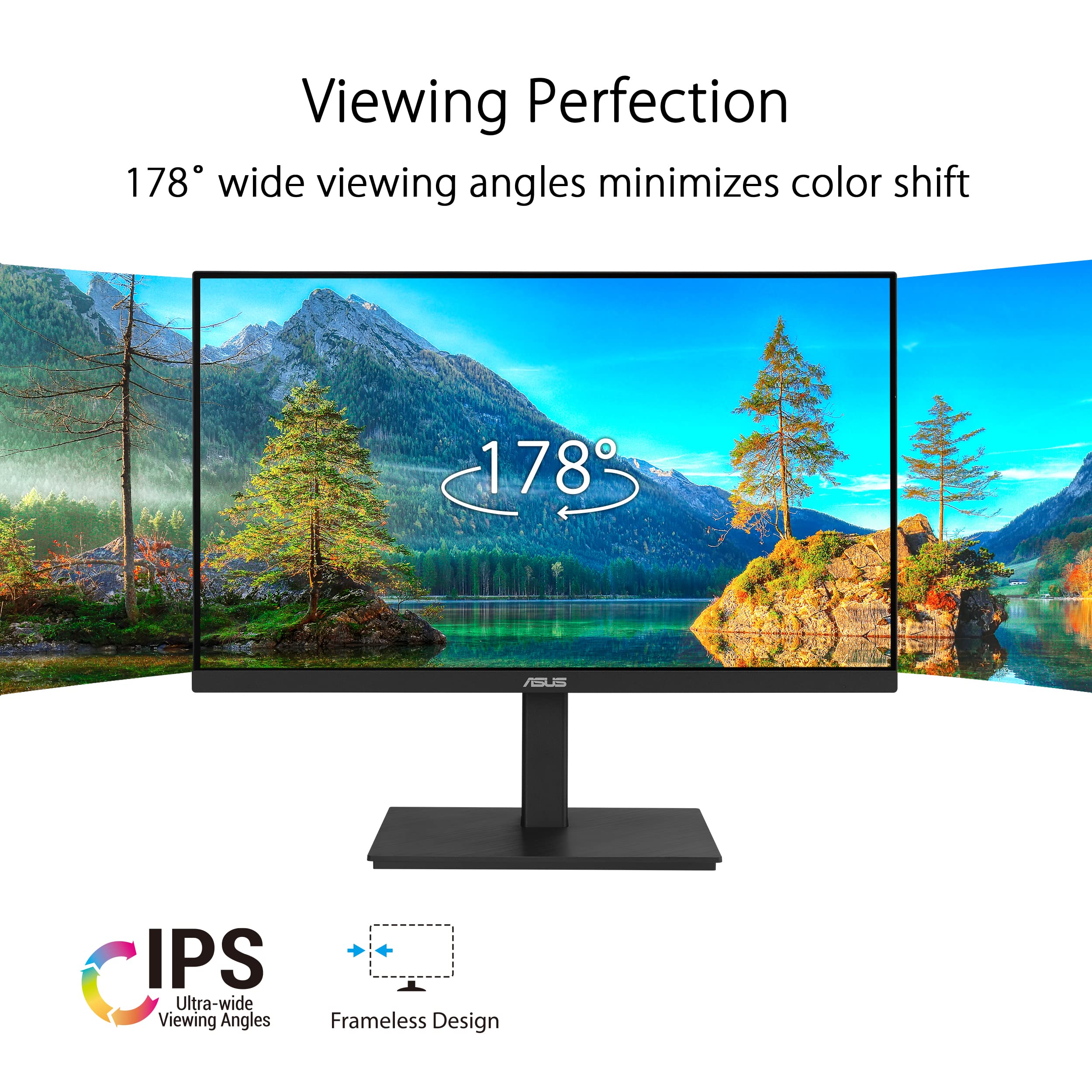 ASUS 27" Computer Monitor (VA279QG) - Full HD, IPS, 120Hz, 1ms MPRT, Adaptive-Sync, Eye Care, Low Blue Light, Flicker Free, HDMI, DisplayPort, VGA, Speakers, VESA Mountable, 99% sRGB, 3yr Warranty