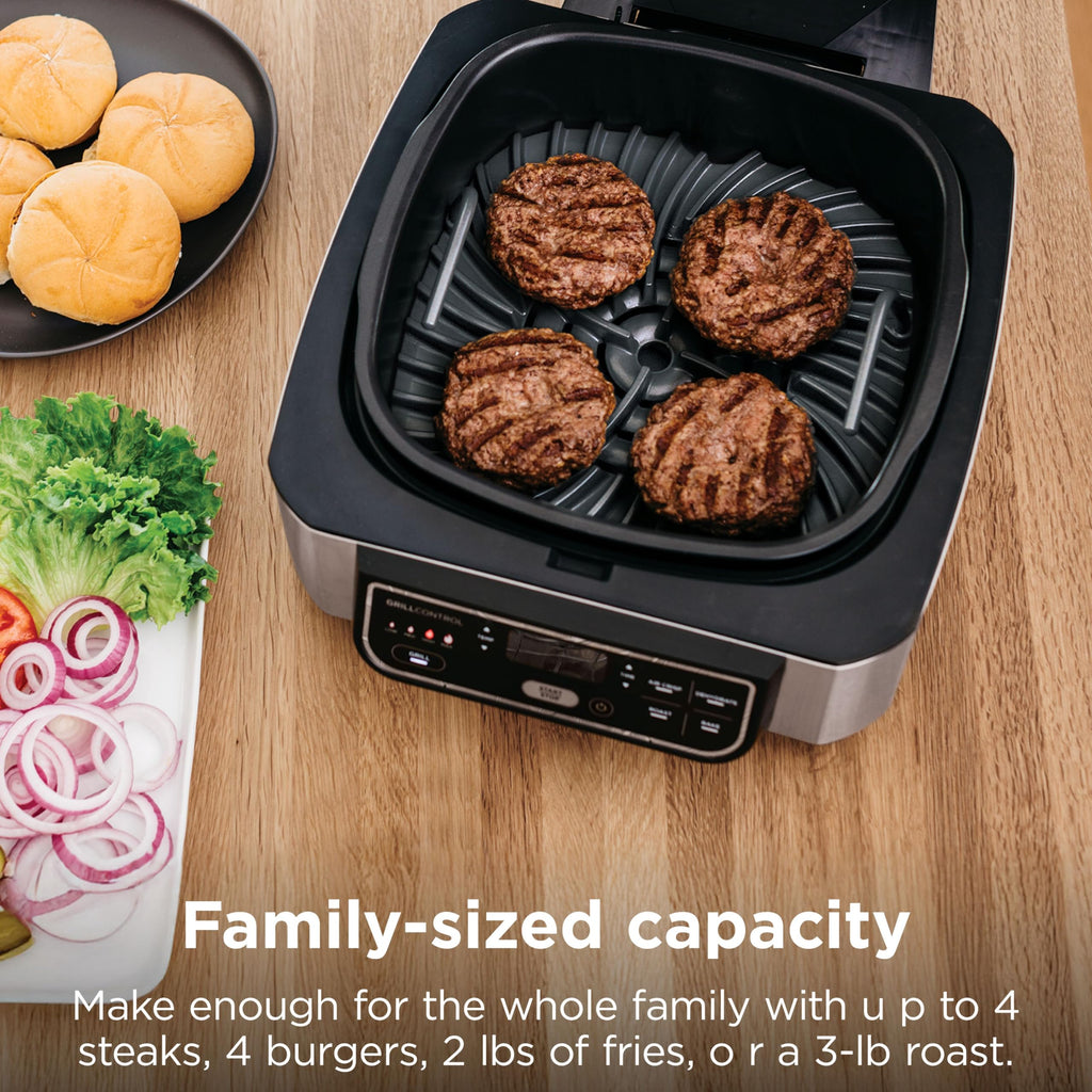 Ninja® Foodi® Smart XL 6-in-1 Indoor Grill & Air Fryer, Black/Silver, FG551 | Smart Cook System with built-in thermometer, XL capacity, perfect doneness, rare to well done. 6-in-1: Grill, Air Fry & more.