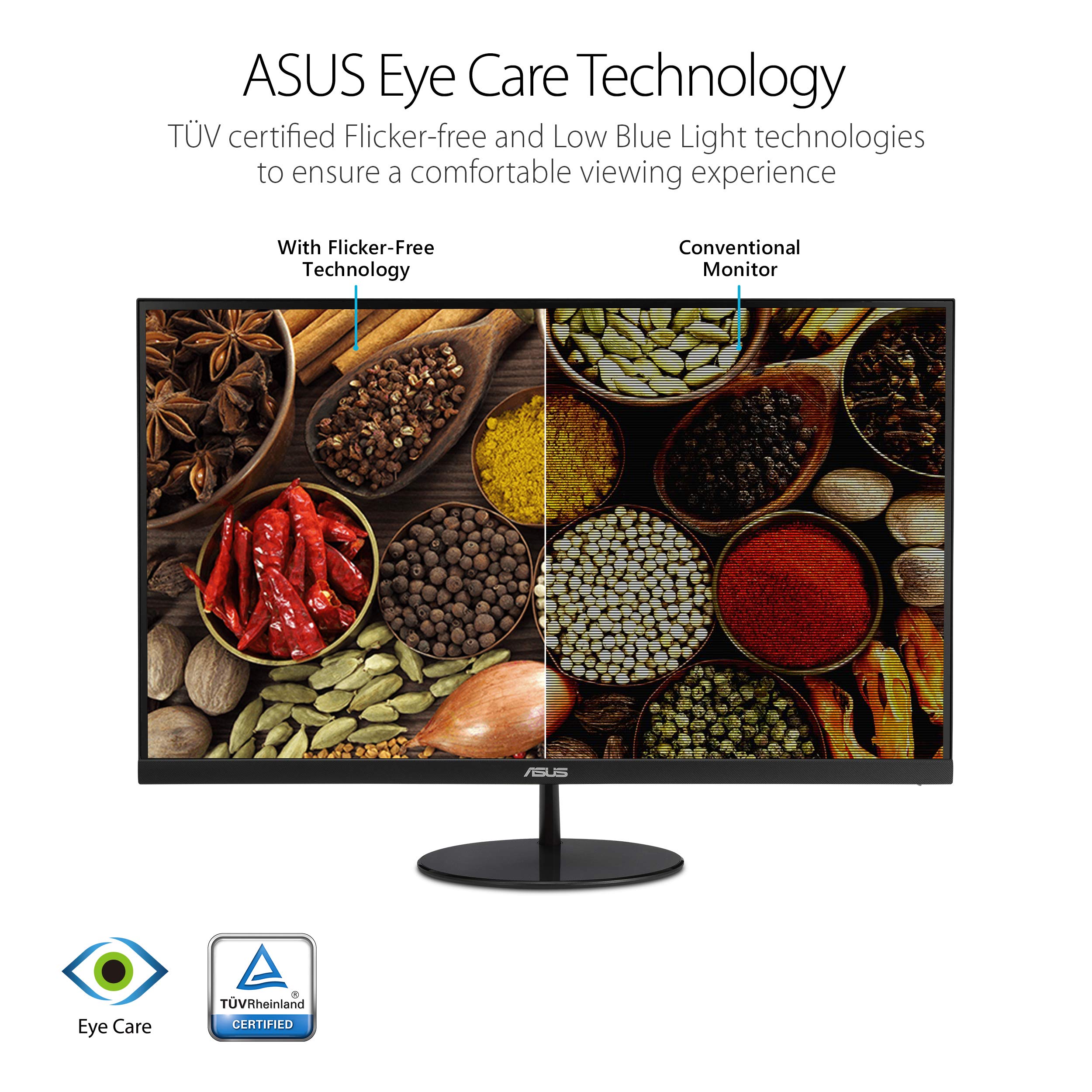 ASUS 27" Computer Monitor (VA279QG) - Full HD, IPS, 120Hz, 1ms MPRT, Adaptive-Sync, Eye Care, Low Blue Light, Flicker Free, HDMI, DisplayPort, VGA, Speakers, VESA Mountable, 99% sRGB, 3yr Warranty