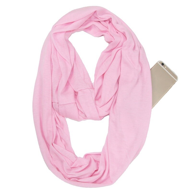 Unisex Loop Scarves for Women Girls Lightweight Convertible Infinity Scarf Wrap with Hidden Zipper Pocket Stretchy Travel Scarf