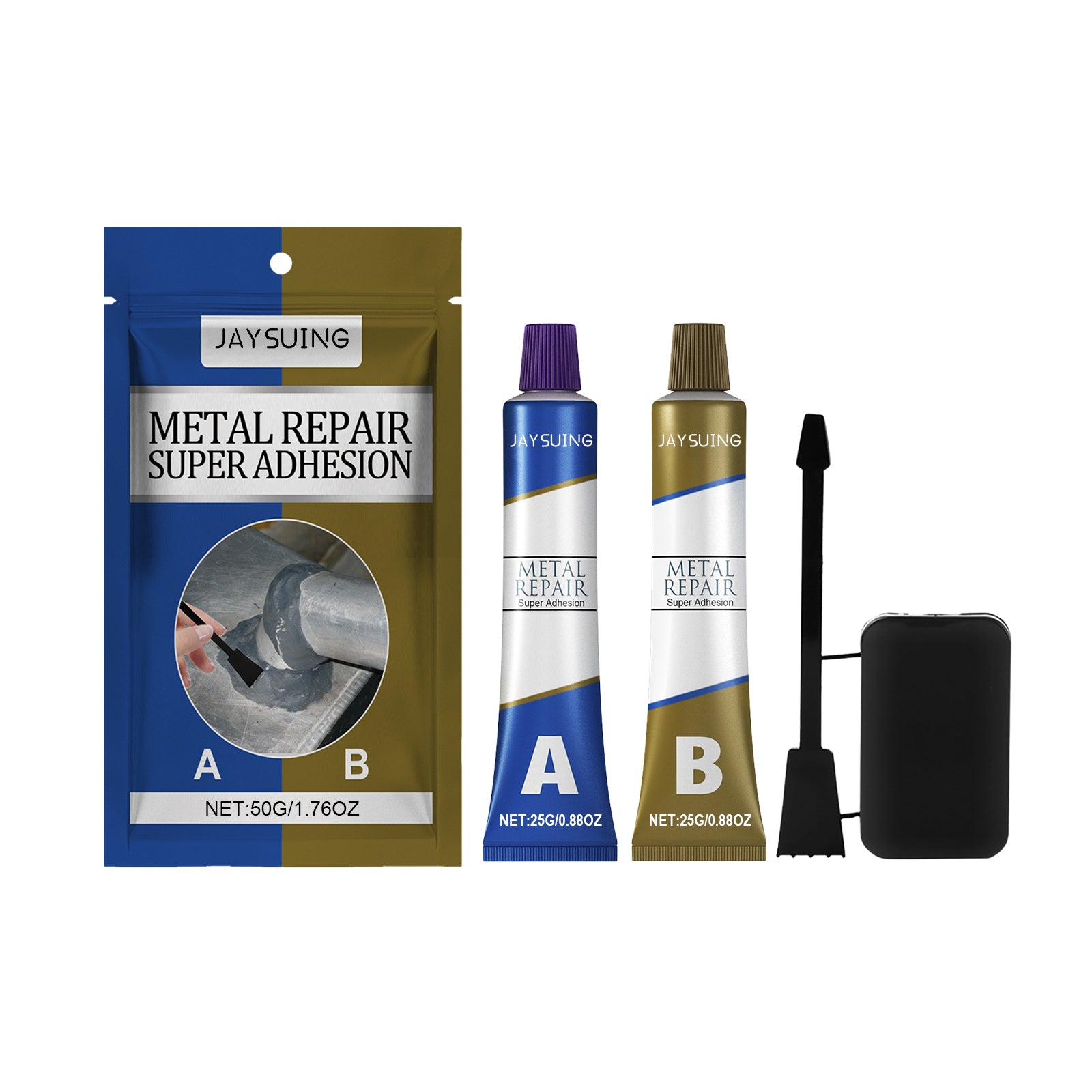 Jaysuing Metal Repair Glue 50g, Box Cast Iron Sealant Ab Glue Anti-Repair Agent For Leak Sealing And Metal Bonding