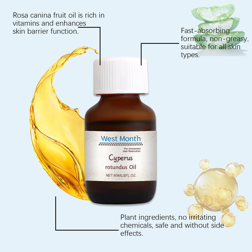 West&Month Cyperi Rhizoma Hair Removal Care Oil, Cyperi Rhizoma Plant Essential Oil Body Moisturizing And Nourishing Hair Removal Care Oil