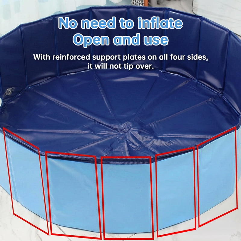 Portable Dog Swimming Pool – Foldable Pet Bathing Tub with Drain, Outdoor Puppy Pool for Summer Water Fun & Cleaning