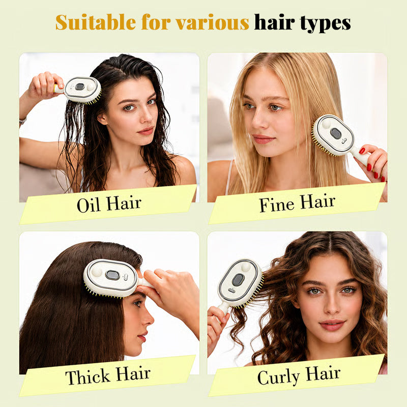 Electric Steam Hair Brush with Mist, Ionic Straightening Comb for Less Breakage & No Residue, Smooth Shiny Hair Styling Tool