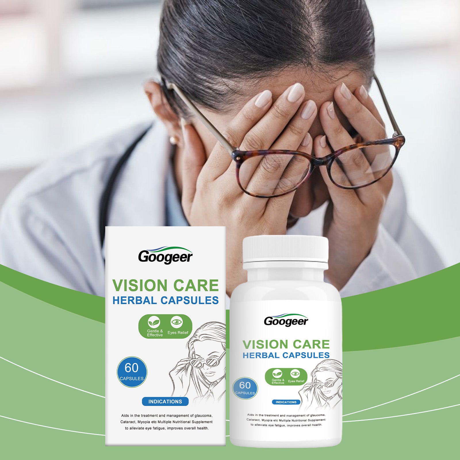 Googeer Vision Relief Capsules, Vision Care Herbal Capsules For Body Treatment