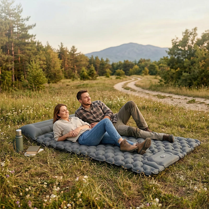 Ultralight Inflatable Sleeping Pad with Pillow - 1-2 Person Camping Mattress