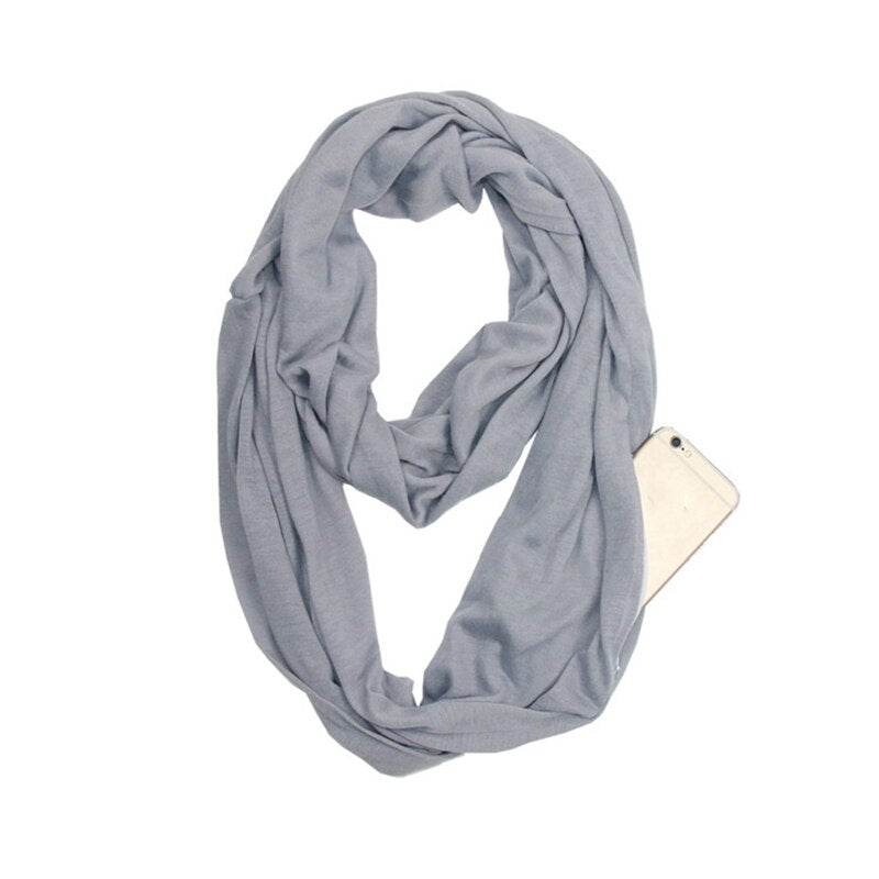 Unisex Loop Scarves for Women Girls Lightweight Convertible Infinity Scarf Wrap with Hidden Zipper Pocket Stretchy Travel Scarf
