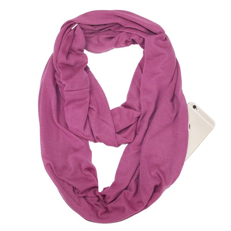 Unisex Loop Scarves for Women Girls Lightweight Convertible Infinity Scarf Wrap with Hidden Zipper Pocket Stretchy Travel Scarf