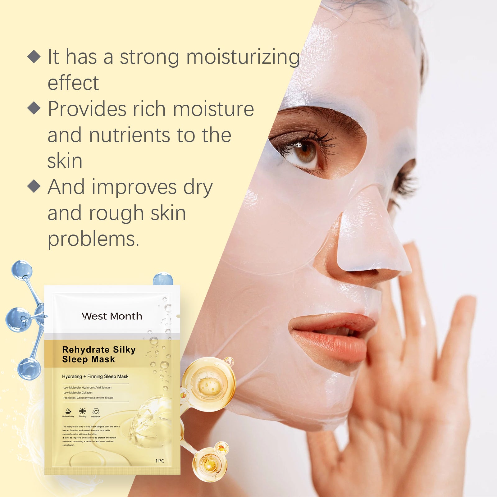 West&Month Collagen Moisturizing Mask (Bag) Nourishes And Hydrates The Facial Skin In One, Soothing And Moisturizing Way