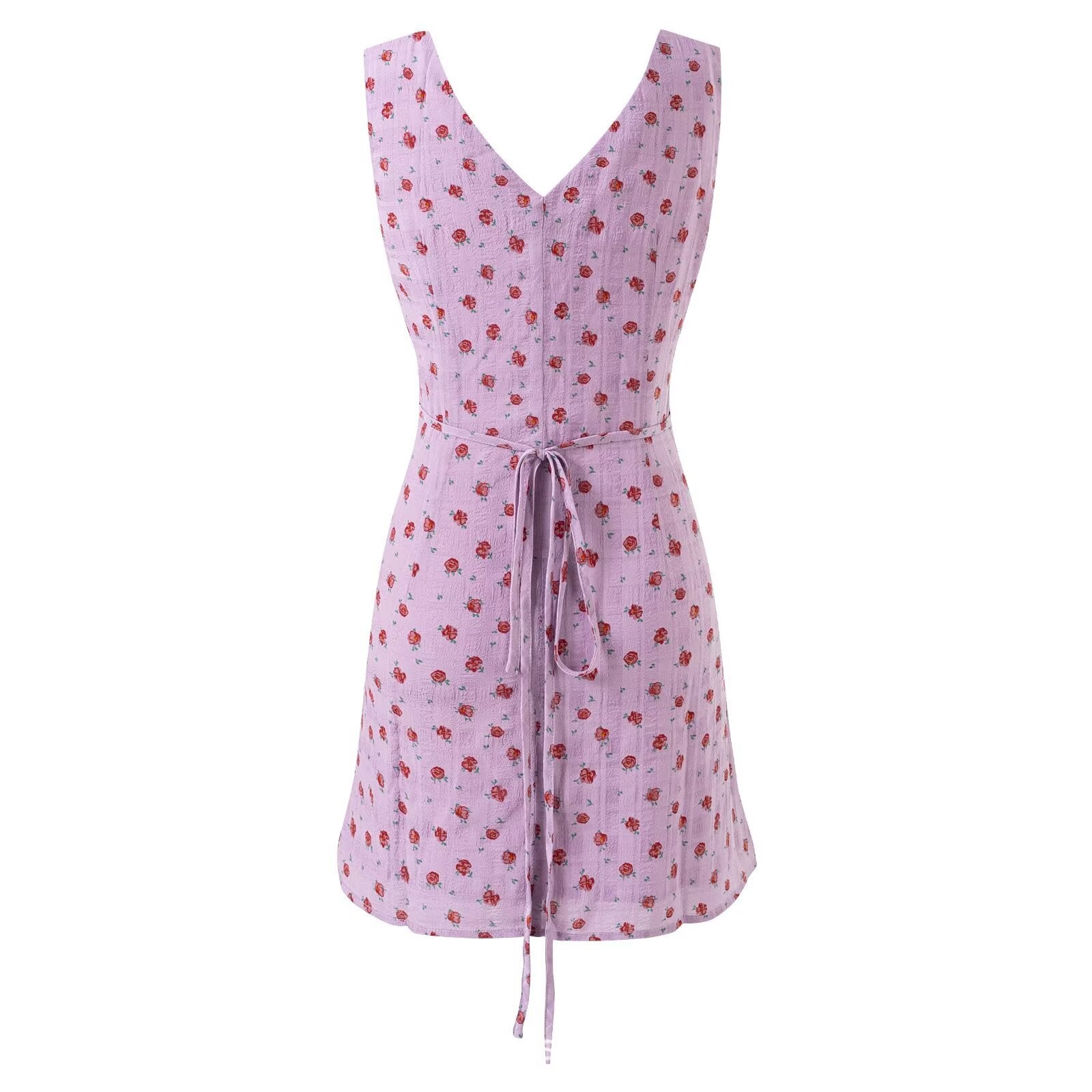 Vintage V-Neck Slim-Fitting Sleeveless Floral Dress