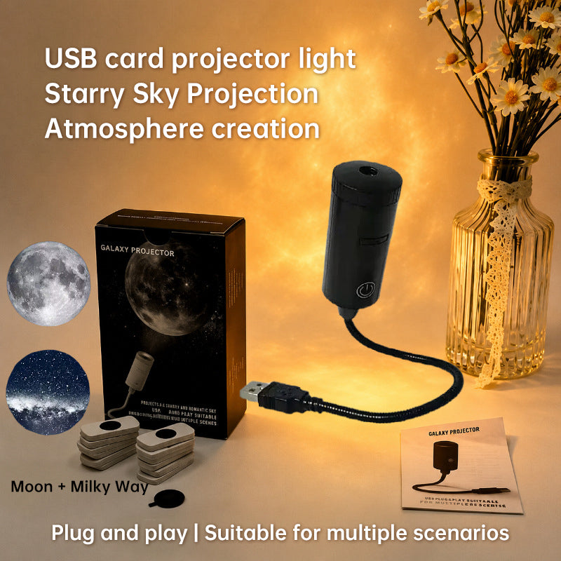 USB Star Projector – Plug & Play, Interchangeable Patterns for Bedroom & Living Room