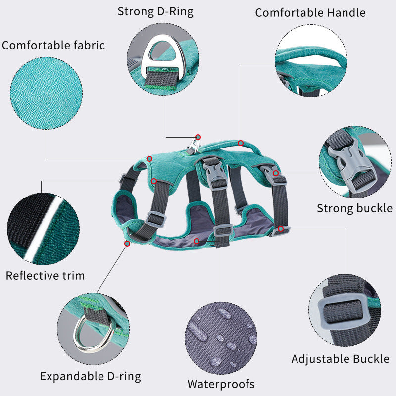 Reflective No-Escape Dog Harness with Control Handle – Padded Nylon Vest for Training, Walking & Anti-Theft Safety