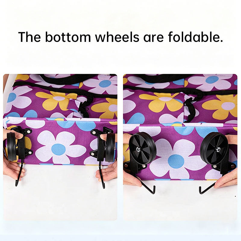 Portable Foldable Shopping Cart with Wheels - Lightweight Backpack Style Travel Trolley for Groceries & Storage
