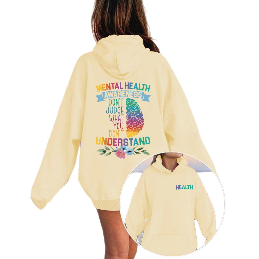 Mental Health Awareness Pattern Printed Hoodie