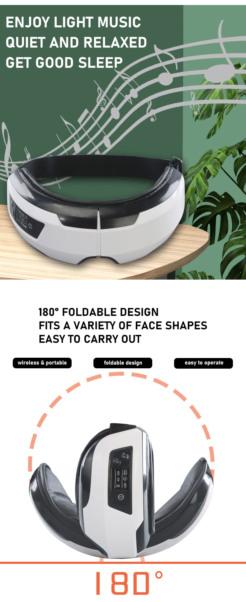 Eye Massager Vibration Therapy Air Pressure Heating Massage Relax Health Care Fatigue Stress Bluetooth Music Improve Vision