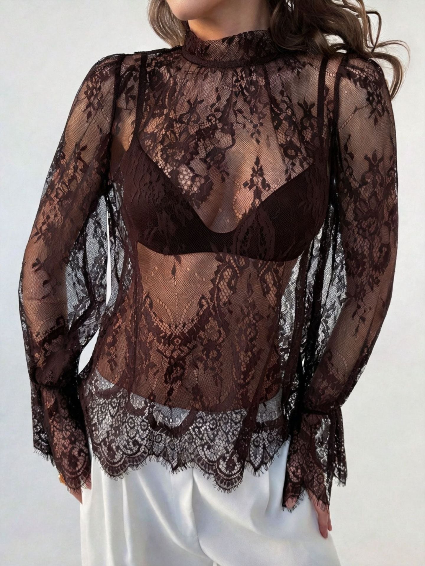 Lace long sleeved top