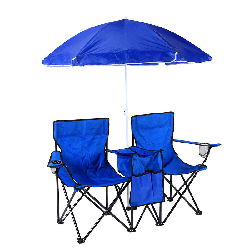 Double Camping Loveseat with Canopy – 600 lb Capacity, Cup Holders & Side Table, Foldable Outdoor Chair for Beach & Park