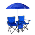 Double Camping Loveseat with Canopy – 600 lb Capacity, Cup Holders & Side Table, Foldable Outdoor Chair for Beach & Park
