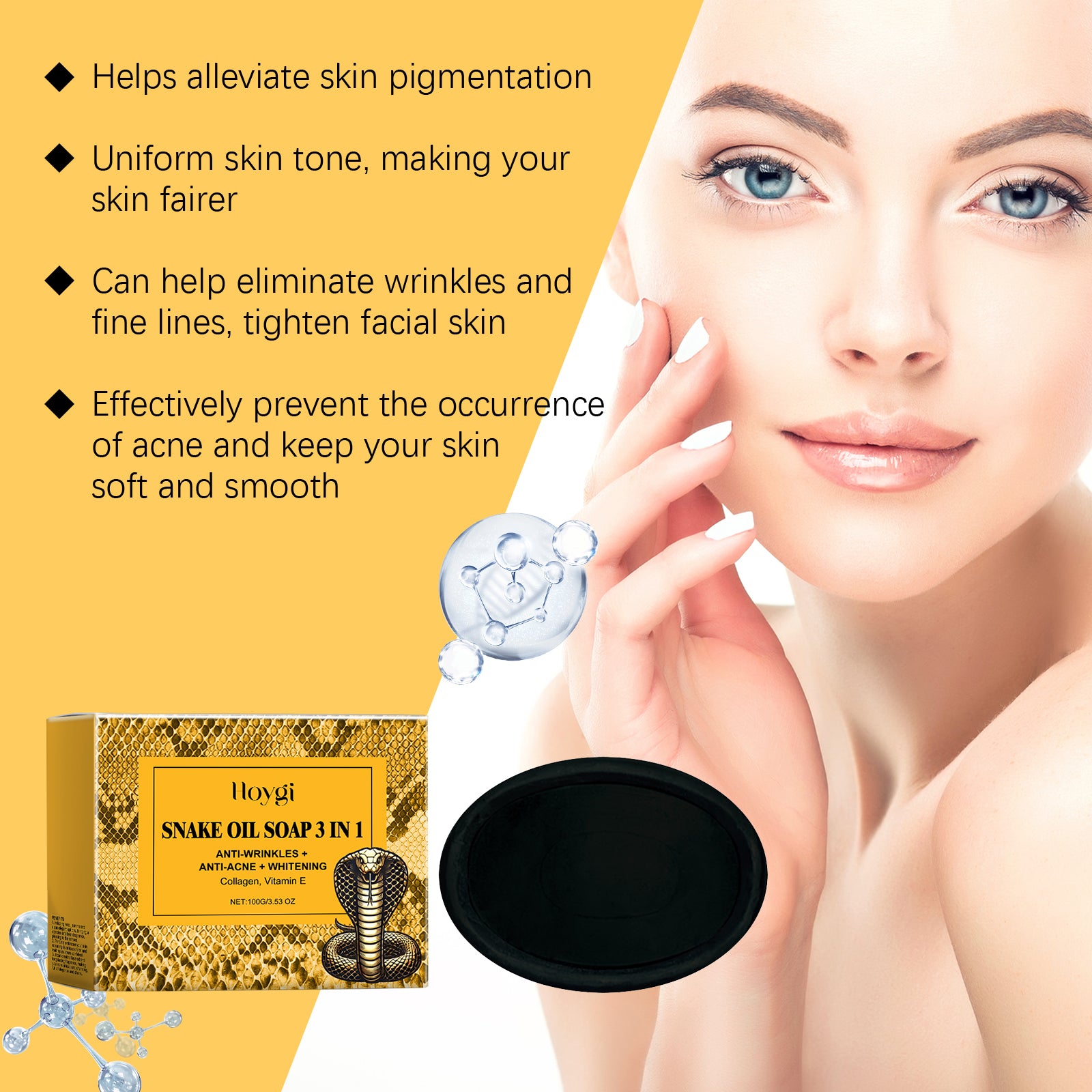 Hoygi Snake Oil Cleansing Soap Gently Cleanses Facial Skin Soft, Smooth And Refreshing Oil Control Skin Cleansing Soap