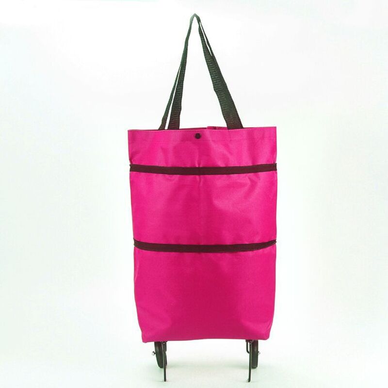 Portable Foldable Shopping Cart with Wheels - Lightweight Backpack Style Travel Trolley for Groceries & Storage