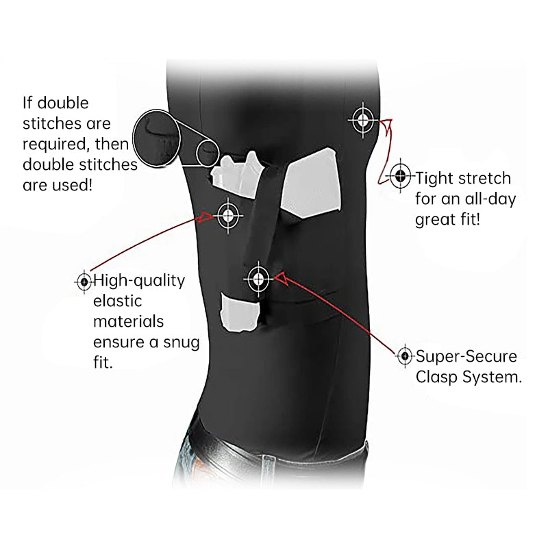 Men's Concealed Carry Holster Shirt - Short Sleeve Tactical Tee with Side Pistol Pockets, EDC Base Layer