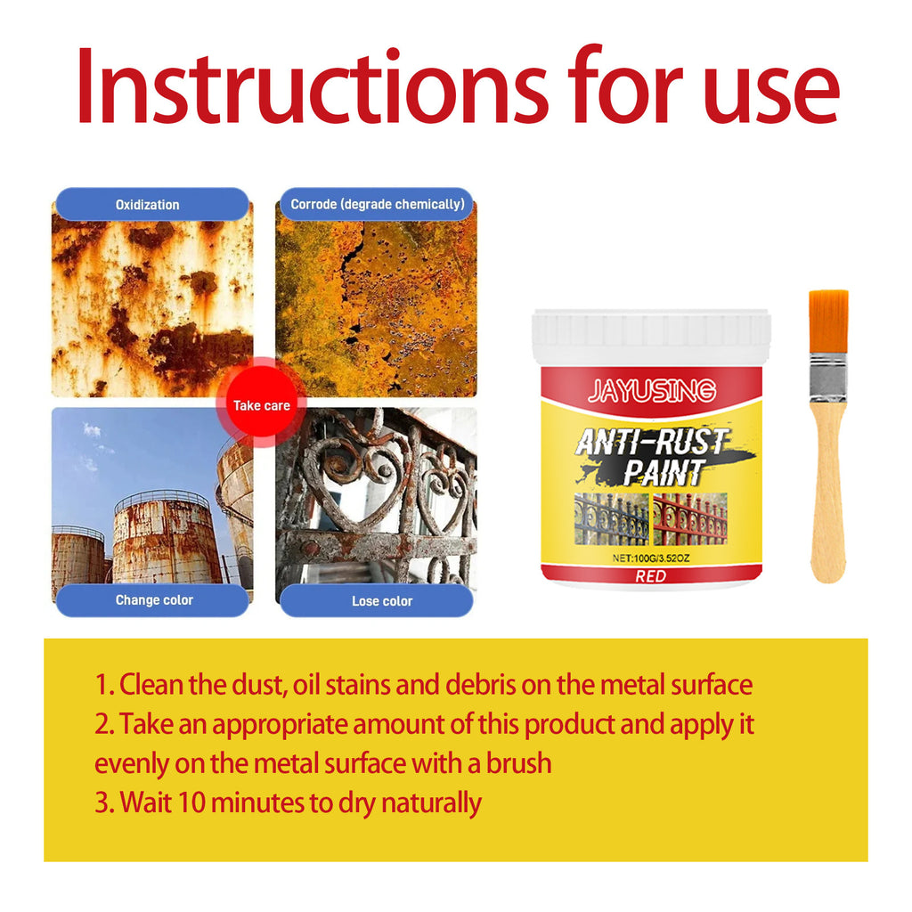 Jayusing Red Rust Removal Paint, Iron Door Railing, Metal Anti-Rust Cleaning And Renovation, Anti-Rust Coating Primer