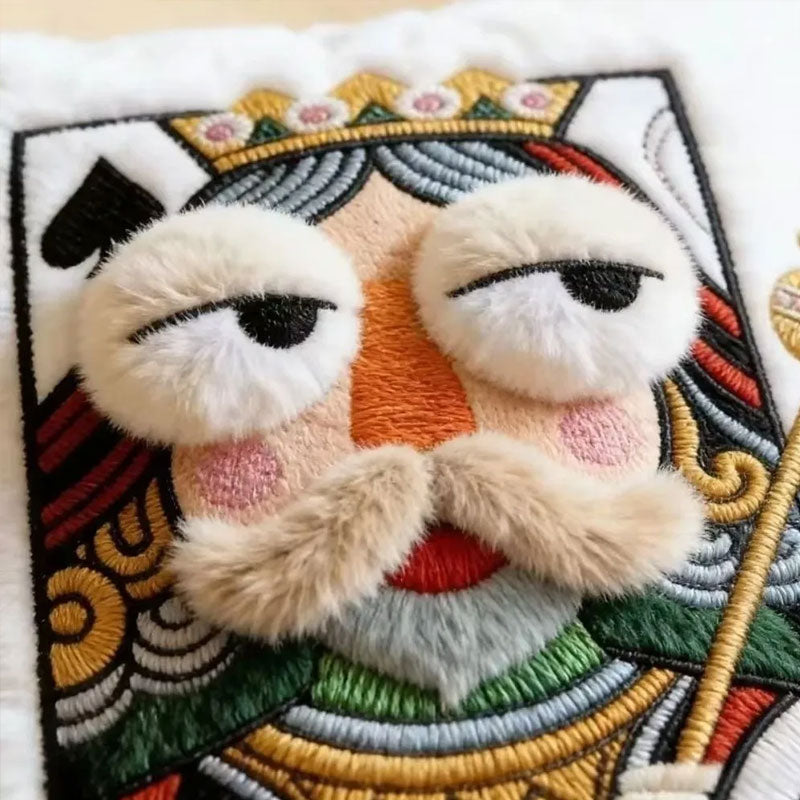 Cartoon Embroidered Square Pillow - Soft Quirky Big Eyes Game Cushion, Decorative Plush Throw Pillow for Home & Bedroom